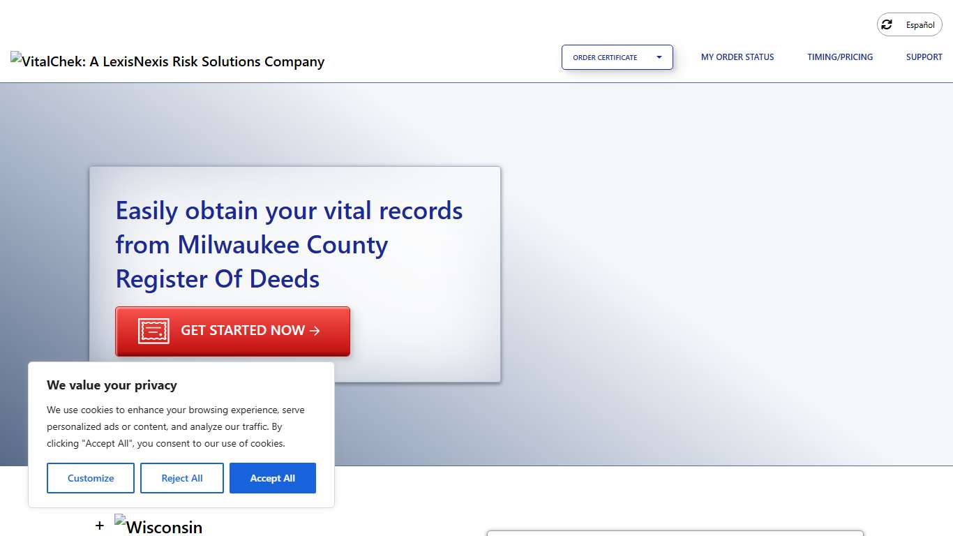 Milwaukee County Register Of Deeds (WI) Order Certificates - VitalChek